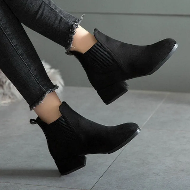 2021 Spring Autumn Ankle Boots Soft Leather Woman Boots Pointed High Heels Shoes Fashion Thick Heel Back Zipper Women Shoes Boot