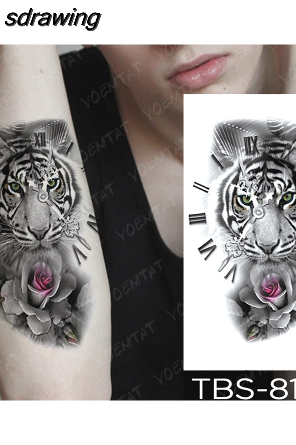 sdrawing Temporary Tattoo Sticker Yin Yang Dragon Feather Wings Flash Tattoos Wolf Totem Body Art Arm Fake Tatoo Men