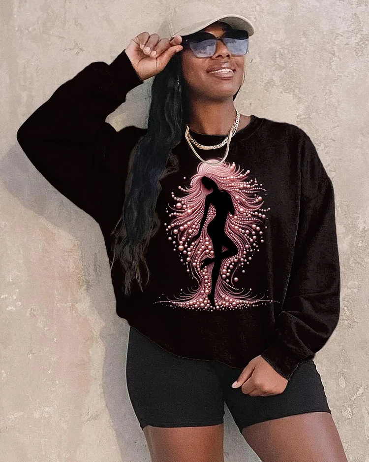 Pearl Gorgeous Black Girl Long Sleeve Crewneck Sweatshirt
