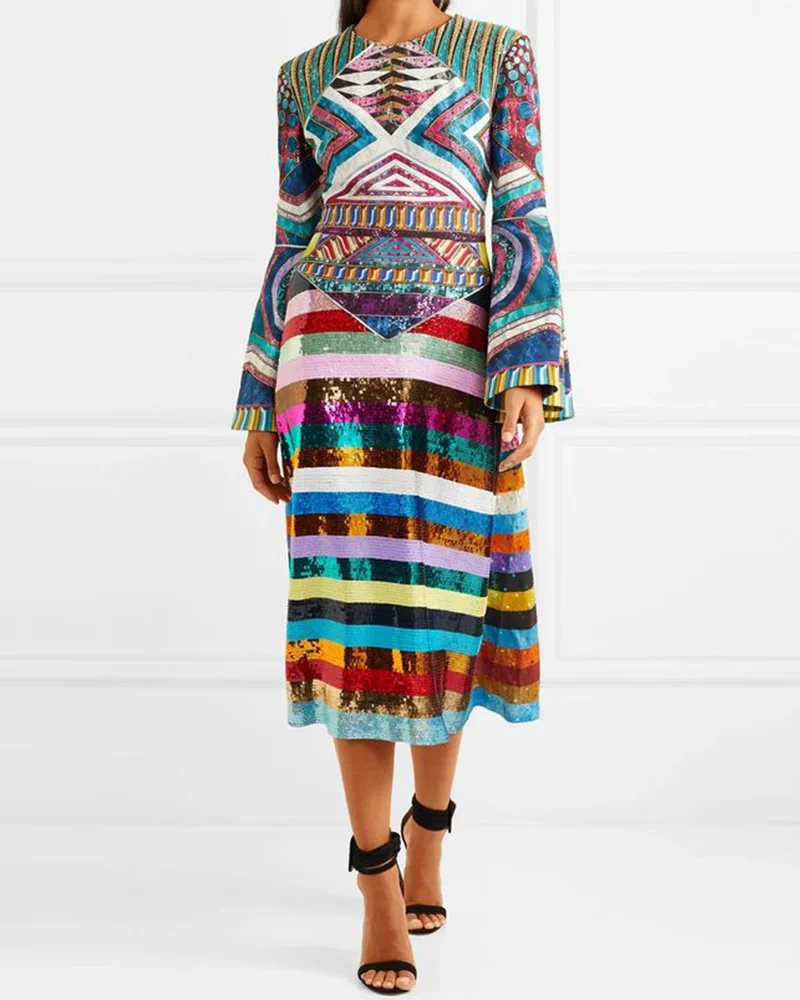 Net yarn print dress ​- 01