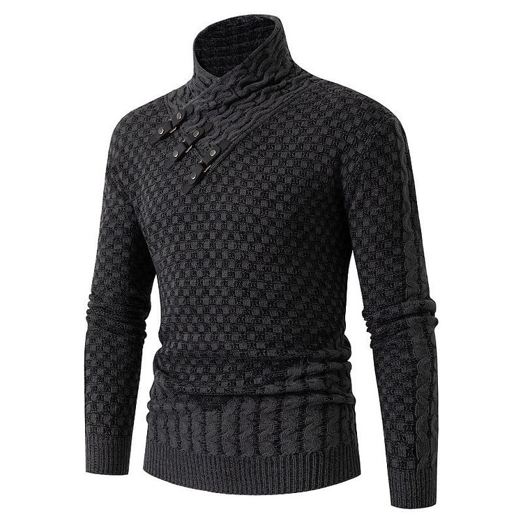 MENS LONG SLEEVE HALF HIGH NECK KNITTED SWEATER