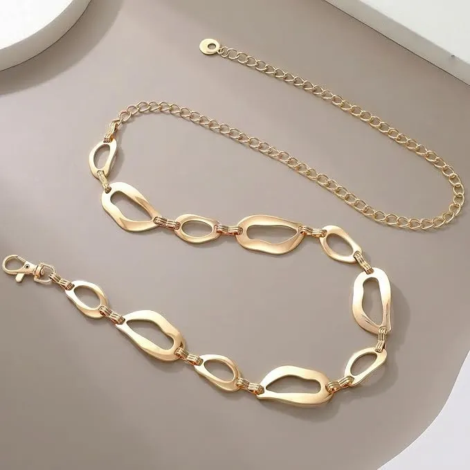 Metal hollowed-out irregular shape fashionable and high-end waist chain trendy temperament belt vocosi VOCOSI