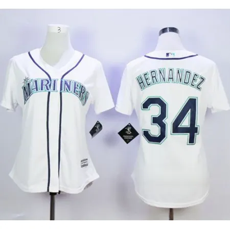 Mariners #34 Felix Hernandez White Home Women's Stitched MLB Jersey
