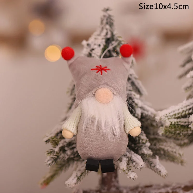 New Year 2022 Christmas Elf Doll Ornaments Xmas Tree Hanging Pendant Navidad 2021 Santa Kids Gift Christmas Home Decoration