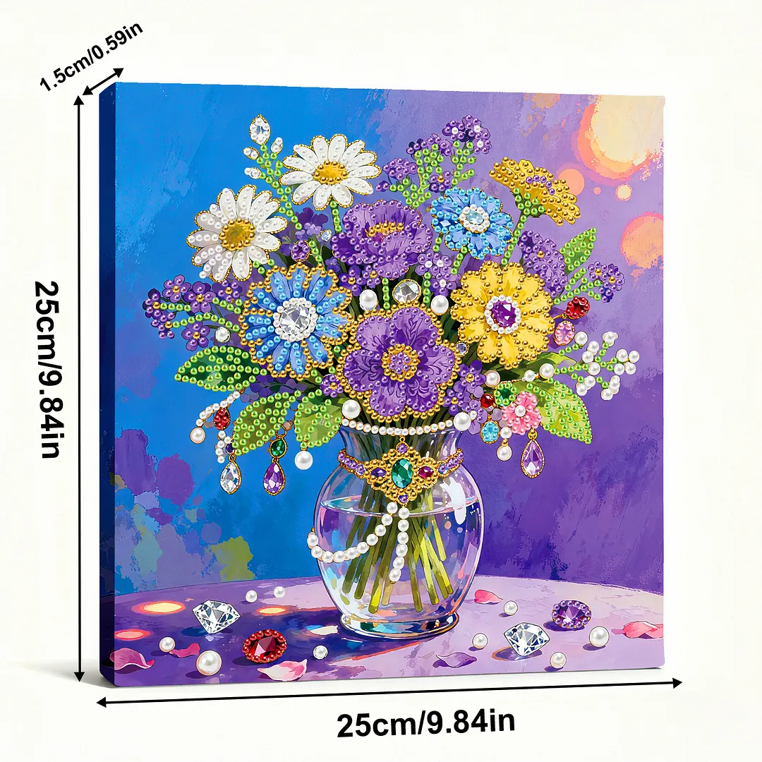 Vase DIY Pearl Painting Kit for Adults Gift Home Wall Decor 25x25cm With Frame