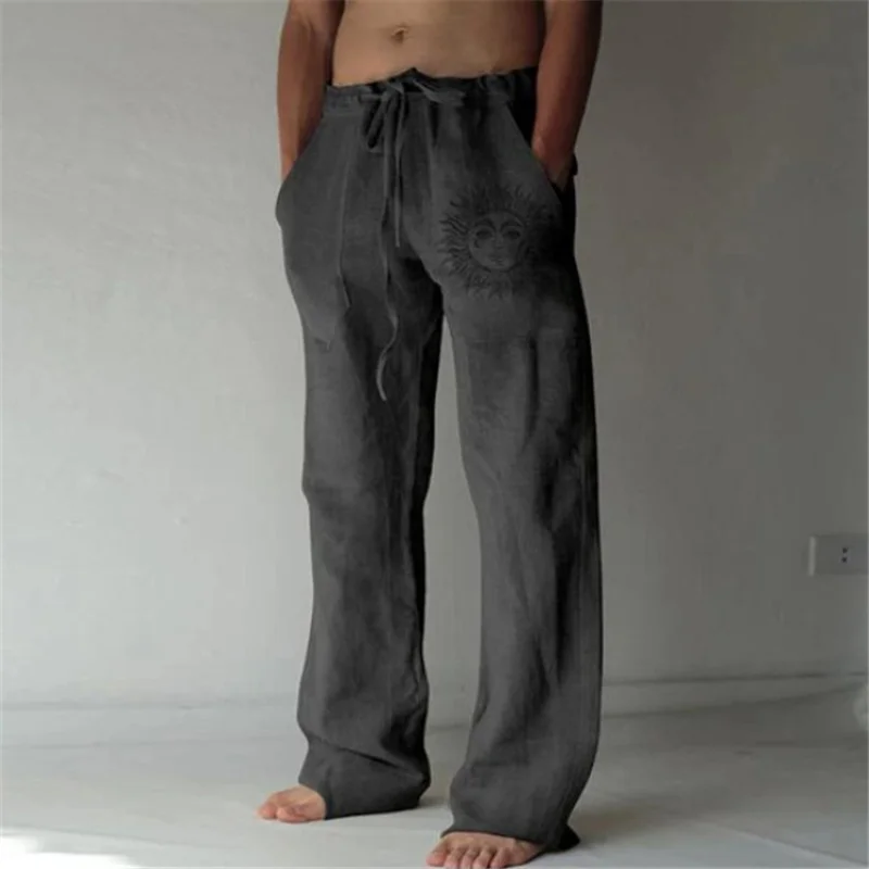 Men's Causal Printed Drawstring Waist Straight Pants