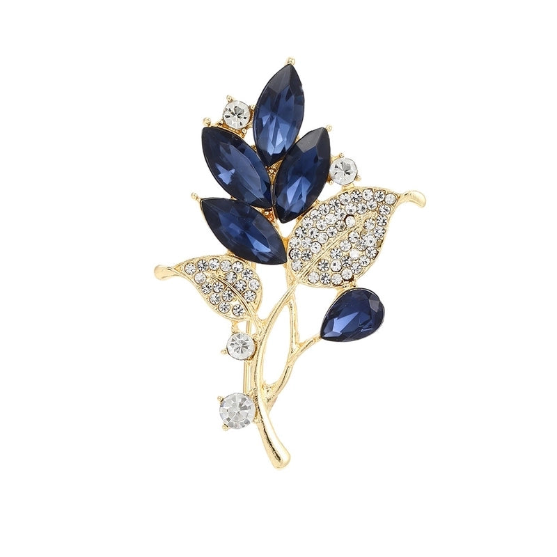 IG Style Pin Leaves Alloy Inlay Crystal Rhinestones Women’s Brooches 1 Piece