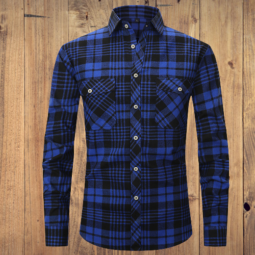 Men's Plaid casual long sleeved shirt
