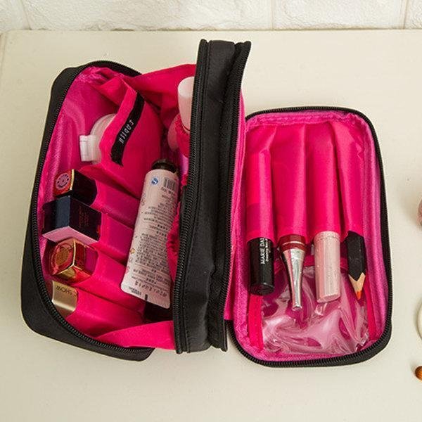 Elegant Black Duble Zipper Cosmetic Bag Travel Storage Bag - Chicaggo