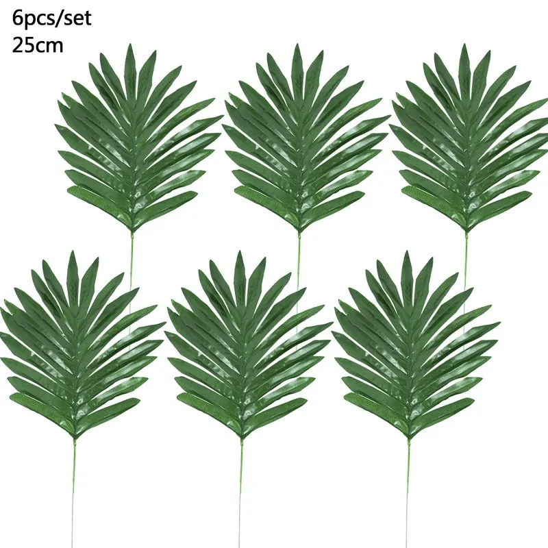Summer Tropical Artificial Palm Leaves for Wedding Hawaiian Luau Jungle Birthday Party Home Decoration Fake Plant Turtle Leaf