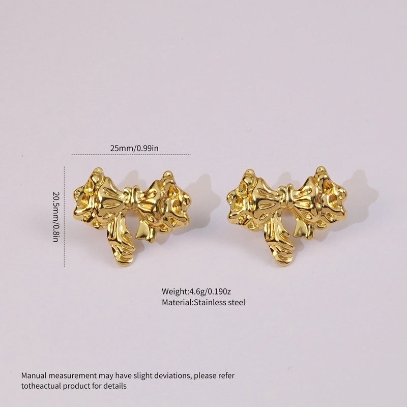 1 Pair Casual Princess Sweet Bow Knot 304 Stainless Steel Imitation Gold  Ear Studs