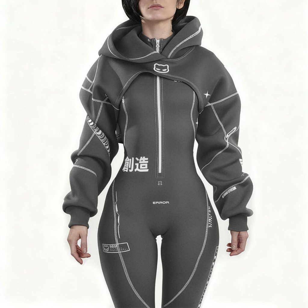 Cyberpunk Futuristic Mechanical Style Women's Sports Yoga Outfit Set