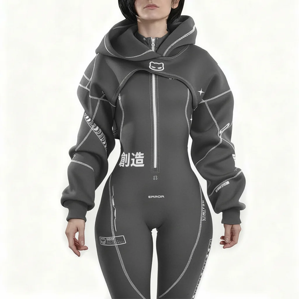 Cyberpunk Futuristic Mechanical Style Women's Sports Yoga Outfit Set