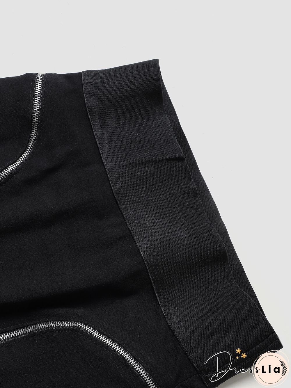 Solid Double Zip Front Mini Skirt For Women