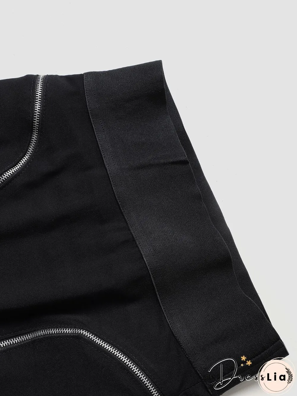 Solid Double Zip Front Mini Skirt For Women