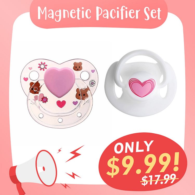 Cute Pink Reborn Dolls Magnetic Pacifier 2 Piece Set Safest Reborn Baby Doll Accessories Rebornartdoll® Rebornartdoll®