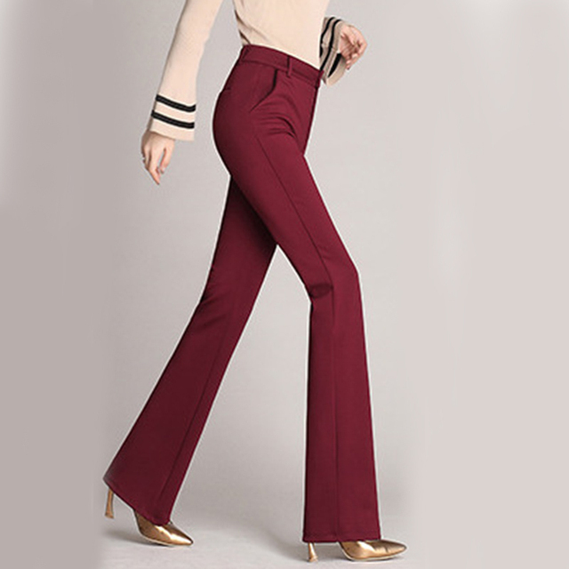 Women Vintage Stretch High Waist Flare Pants