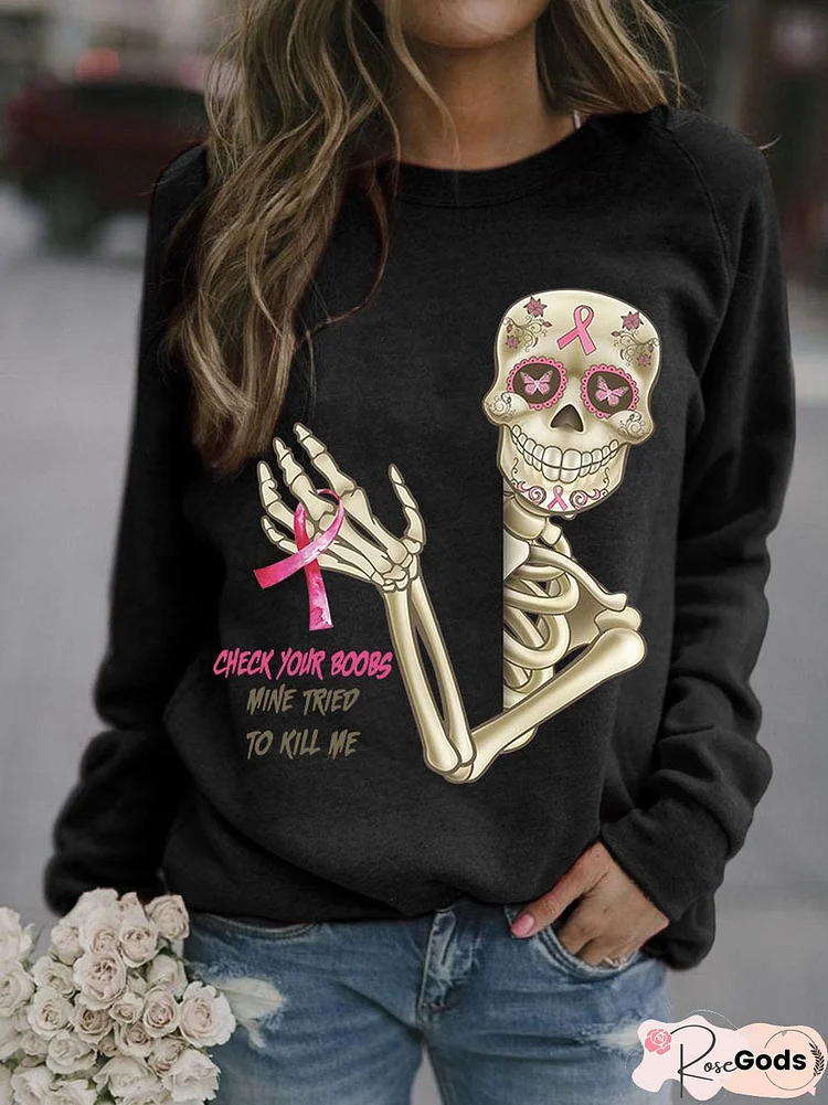 Skeleton Pink Ribbon Cozy Sweatshirt