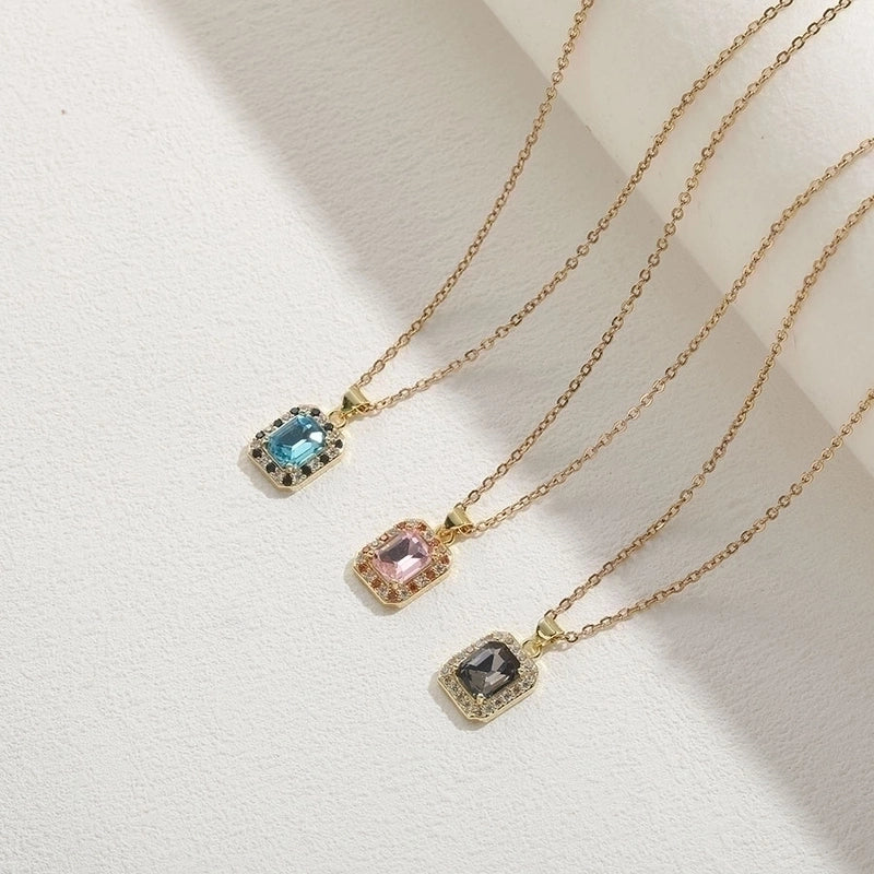 Sweet Streetwear Geometric Stainless Steel Brass 14k Gold Plated Zircon Pendant Necklace In Bulk