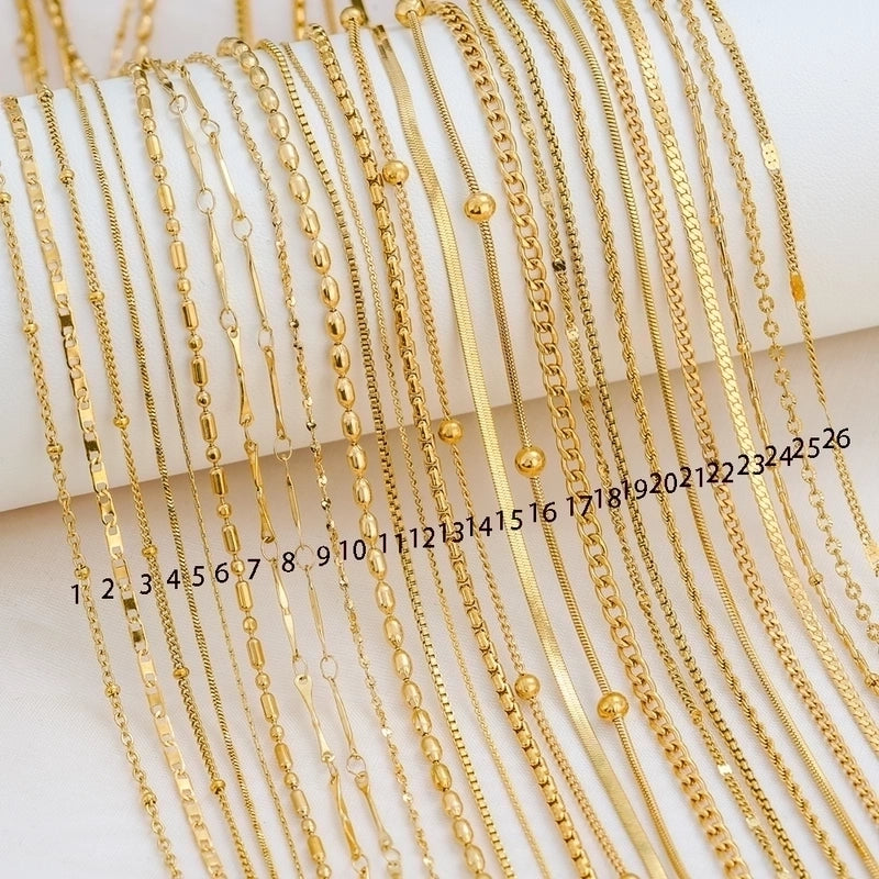 Basic Minimalist Solid Color 304 Stainless Steel 18K Gold Plated Necklace