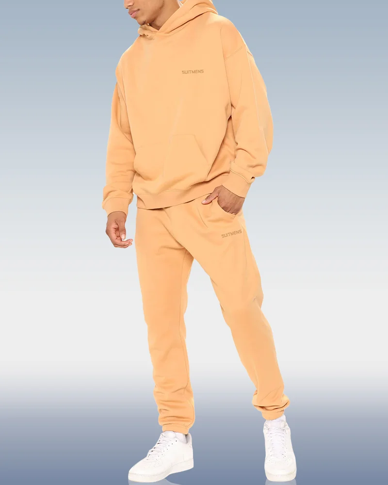 SUITMENS Men's Light Orange Hoodie Set