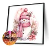 Diamond Painting-DIY Full Round Drill Pink Snowman