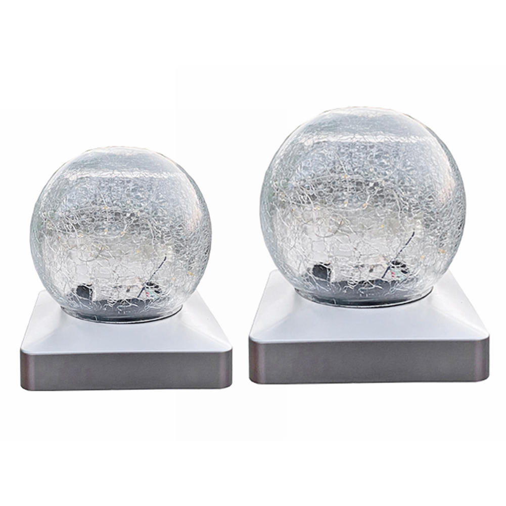 

LED Solar Glass Ball Lamp Outdoor Column Top Night Light Garden Fence Decor, 12*12cm, 501 Original