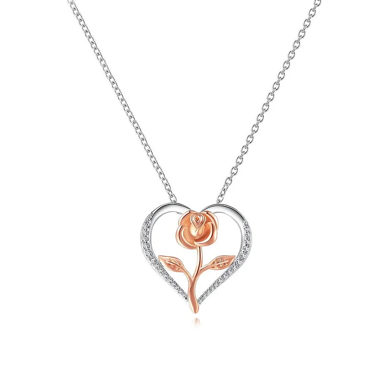 Heart Necklace Rose Necklace Diamond Romantic Love Gifts for Her