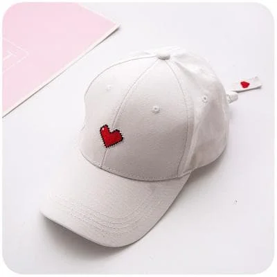 White/Black/Pink Chic Sweet Heart Baseball Hat SP1812336
