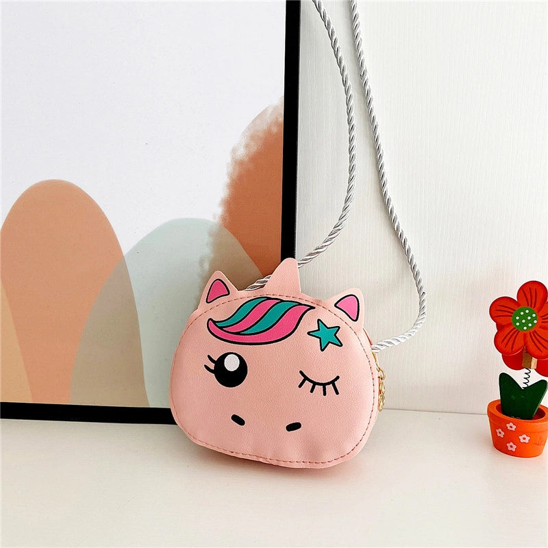 Kid’S Pu Leather Cute Oval Zipper Shoulder Bag Crossbody Bag