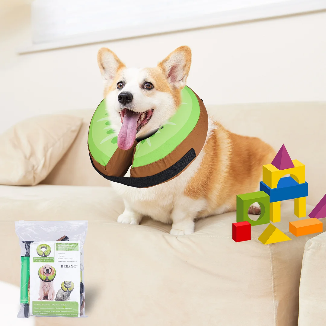  Inflatable Dog Cone Alternative After Surgery Adjustable Soft Cones Collar for Dogs, Comfy E-Collar for Dogs & Cats, Donut Collar for Large Dogs with Pump, Dog Neck Pillow, Medium