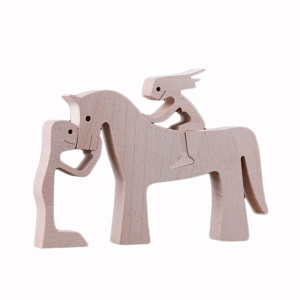 Puppy Family Wood Dog Carving Ornaments Decoration Home Decor Figurine Desktop Table Ornament Sculptures For Dog Pet Lover Gifts 515-1