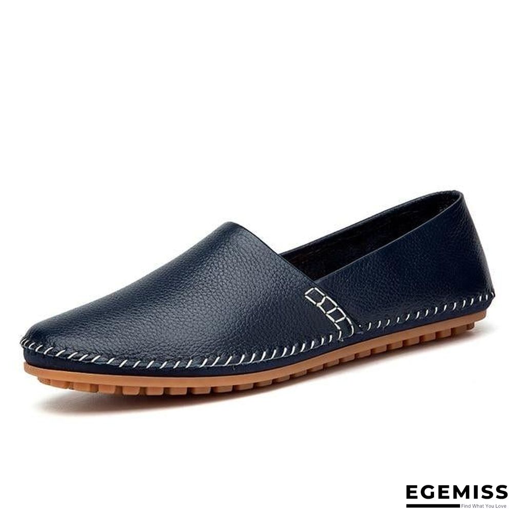 Men Non-slip Fashion Slip On Genuine Leather Flats Moccasins Loafers Shoes | EGEMISS