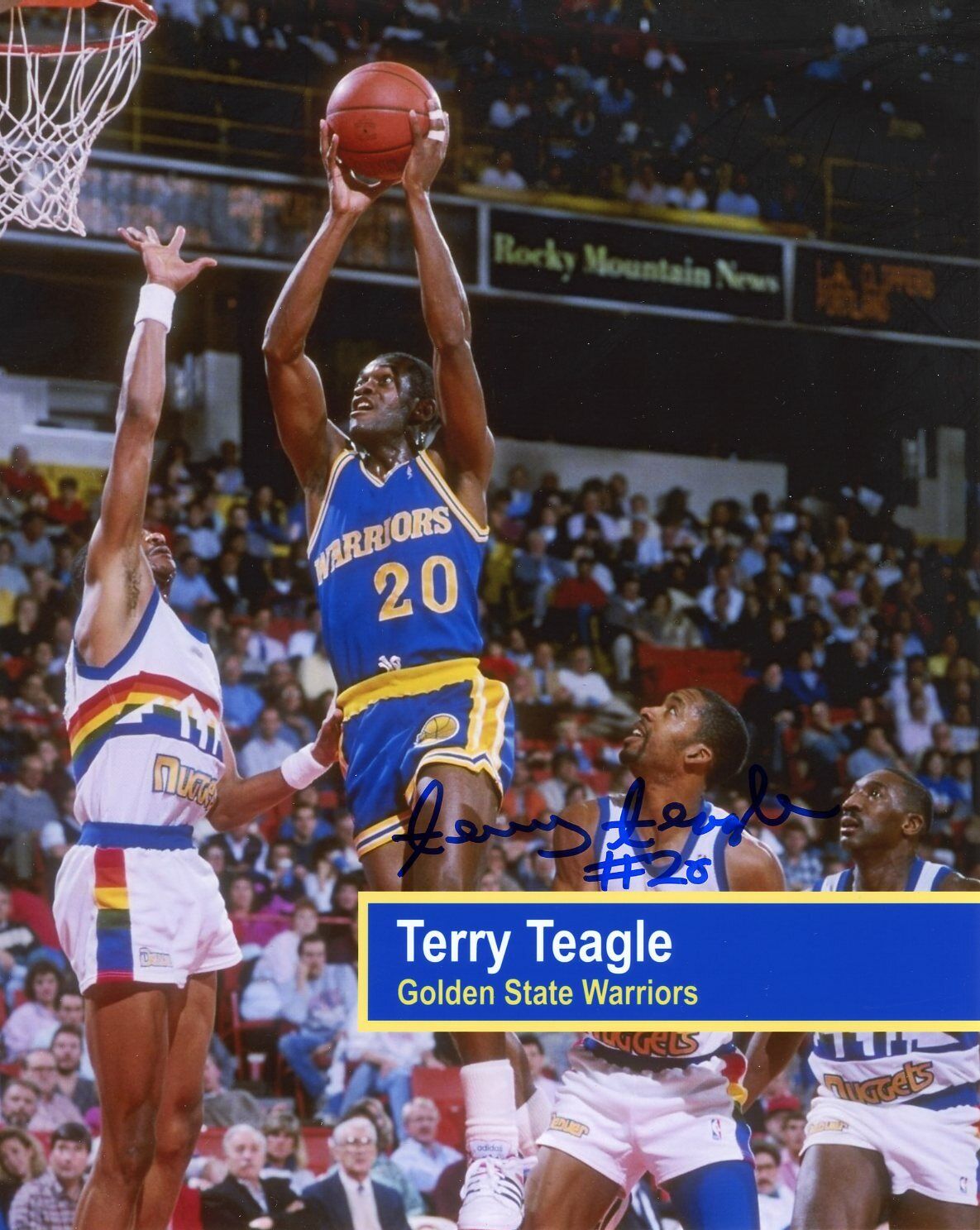 Terry Teagle autographed 8x10 Lakers Warriors Baylor#3