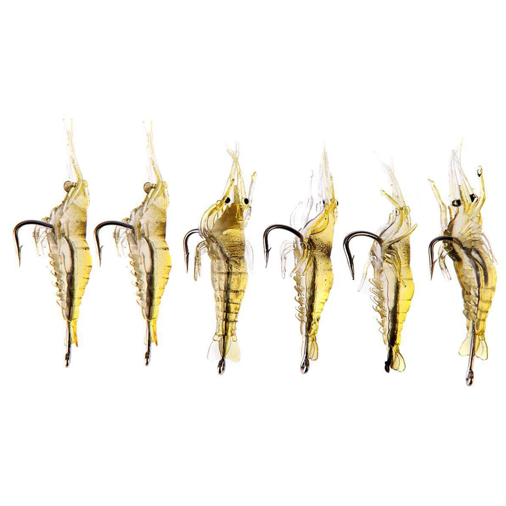 

6pcs Shrimp Fishing Simulation Soft Prawn Lure Hook Tackle Bait Lures, 501 Original