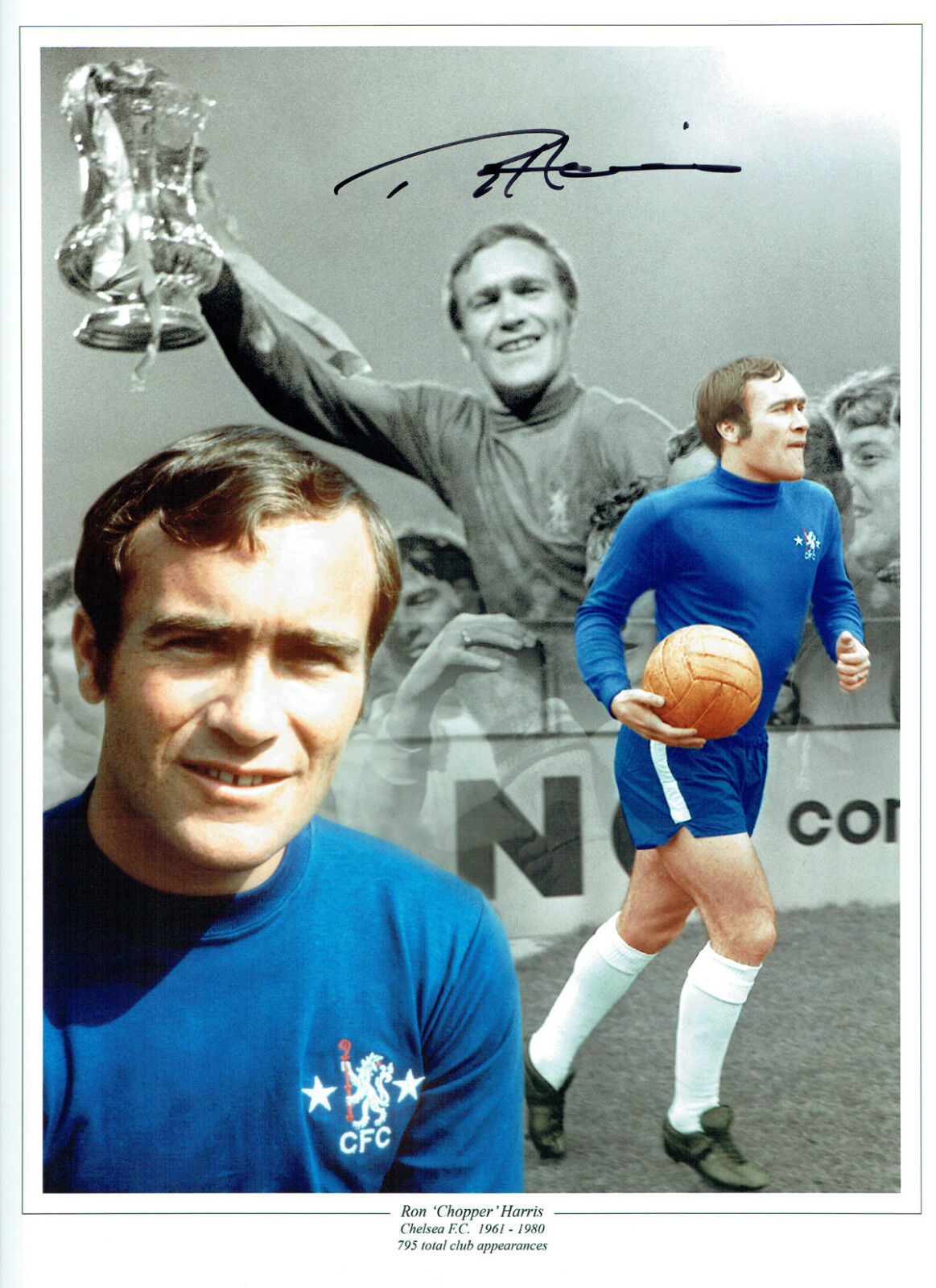 Ron Chopper HARRIS Signed Autograph Chelsea 16x12 Montage Photo Poster painting AFTAL COA