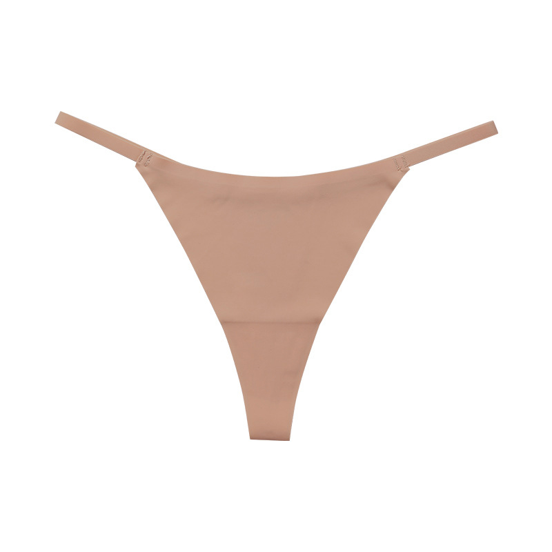 Lidudu Women Seamless Underpants Ice Silk Thongs Sexy Low Waist Bikini T-back Female Solid Color Traceless G-String Panties