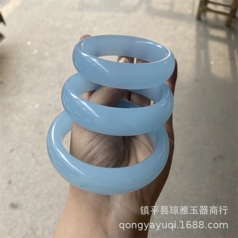 Natural Agate Chalcedony Ladies Ice-like Sky Blue Jade Bracele