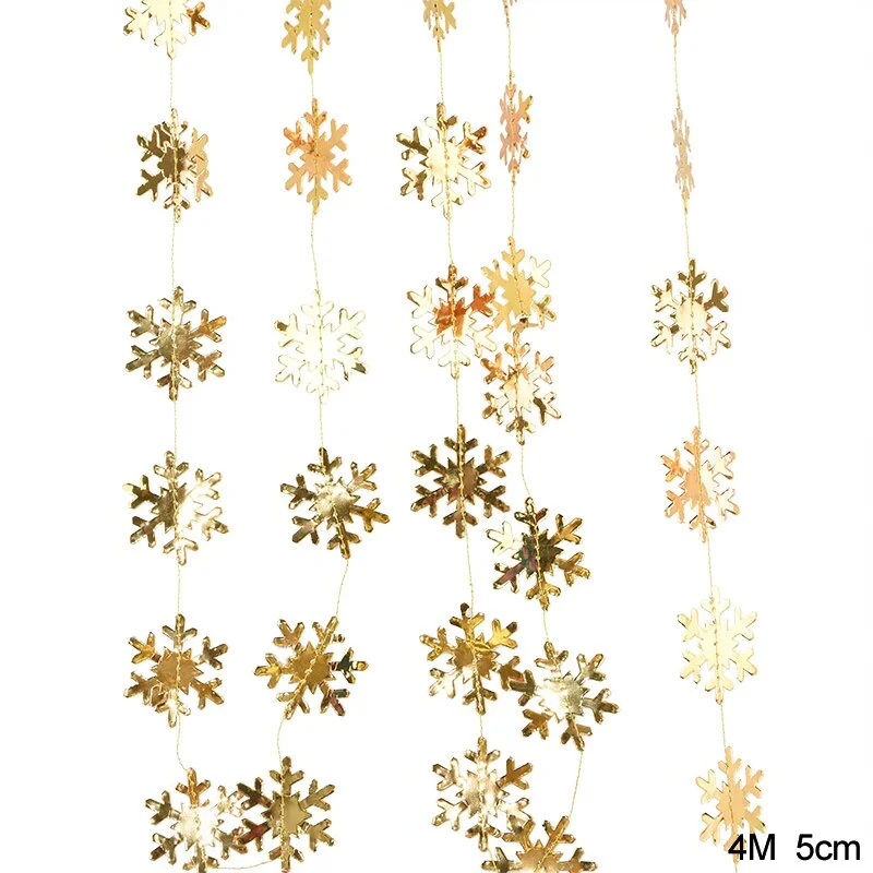 3D Artificial Snowflakes Paper Garland Banner Christmas Decorations for Home Winter Birthday Party Fake Snow New Year Ornaments
