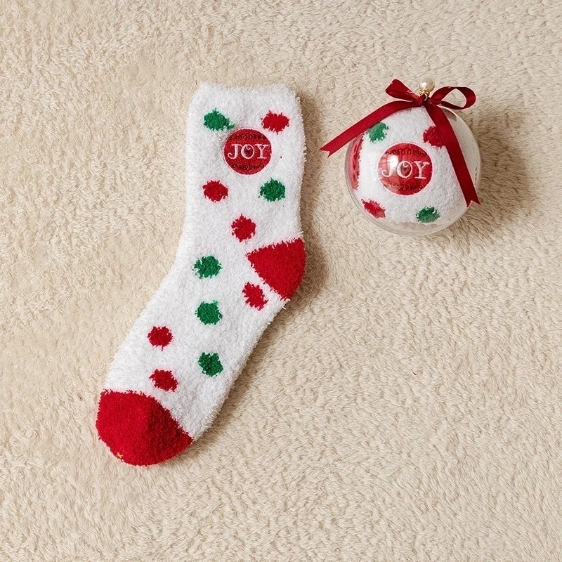Women’s Minimalist Christmas Tree Santa Claus Snowman Cotton Jacquard Crew Socks