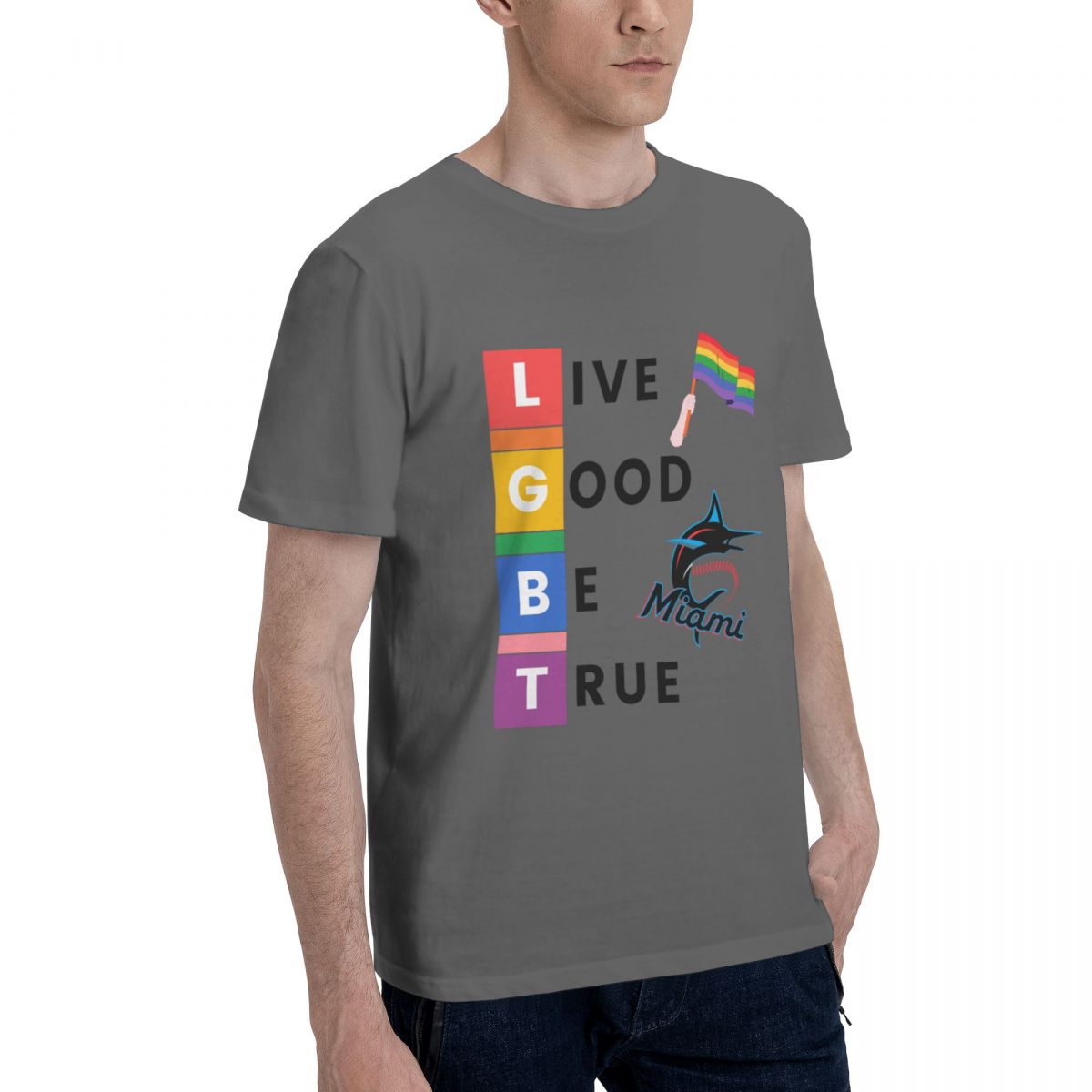 Miami Marlins LGBT Pride Men's Cotton Shirt