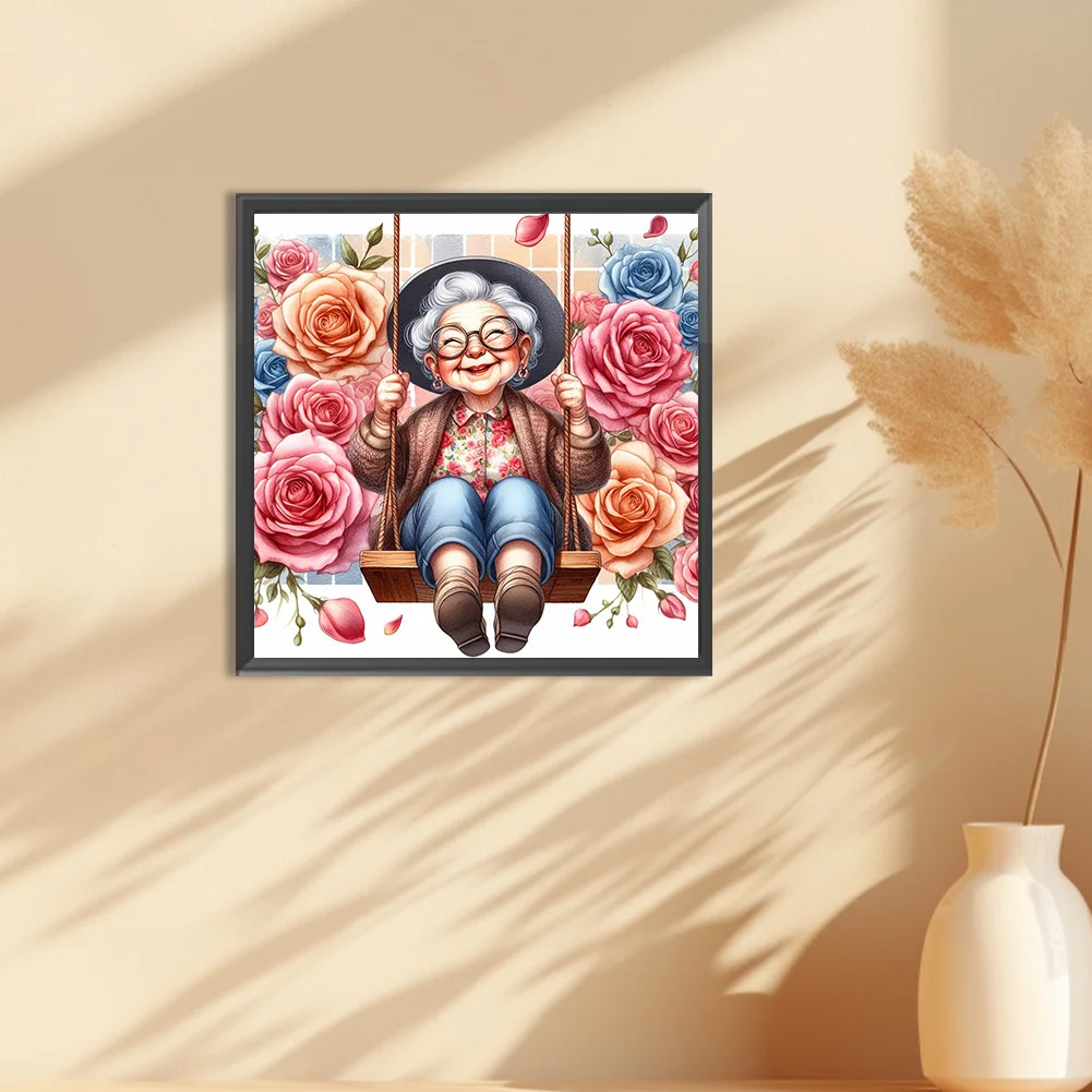 Diamond Painting - Full Round Drill - Swing Old Lady(Canvas|30*30cm)