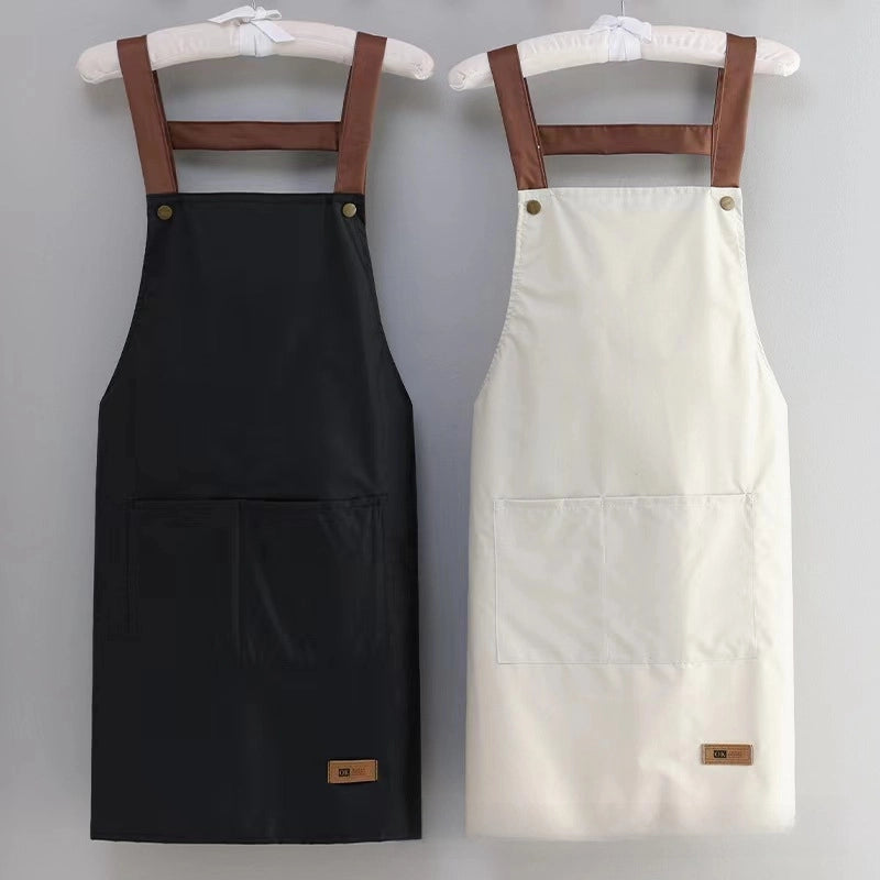 Kitchen Waterproof And Oil-proof Pvc Apron For Men And Women Cooking Waist Solid Color Simple Hotel Work Clothes Printed Logo