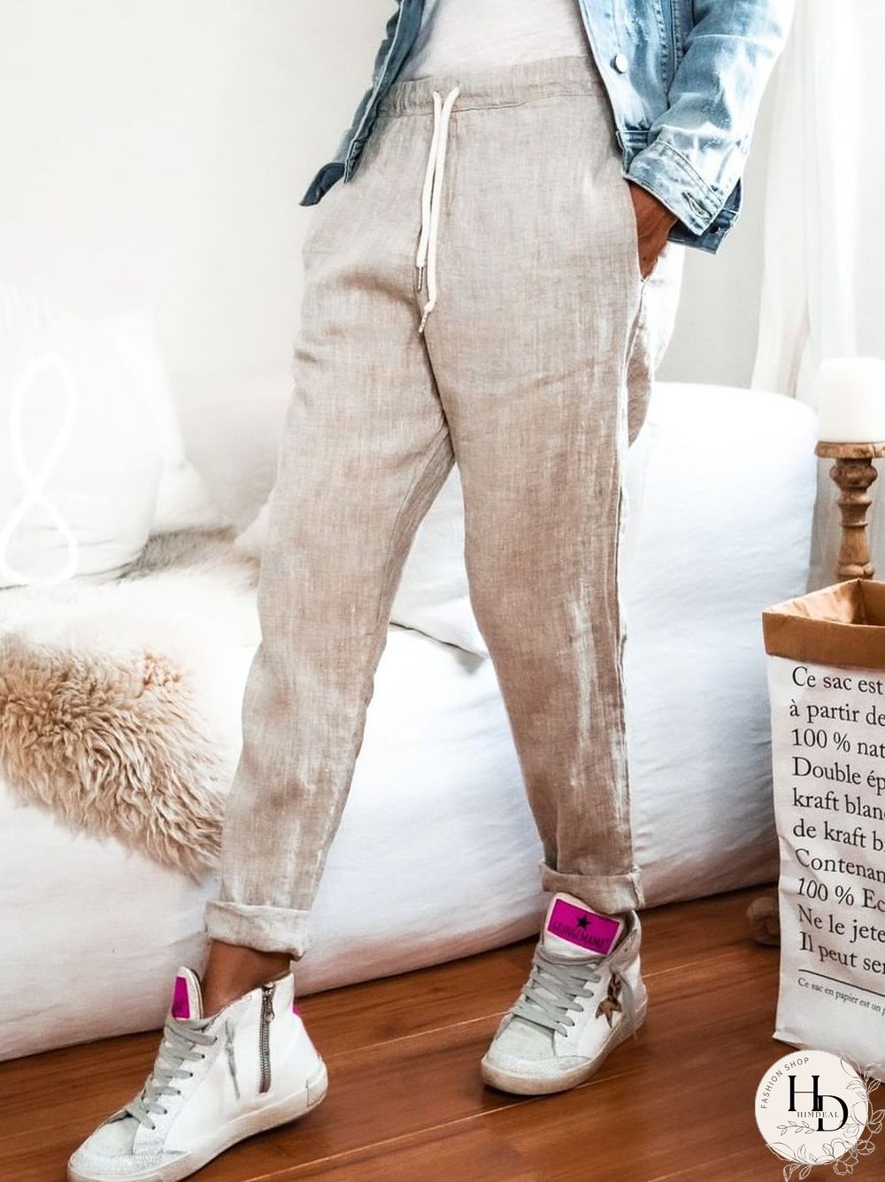Plain Shift Cotton Pants