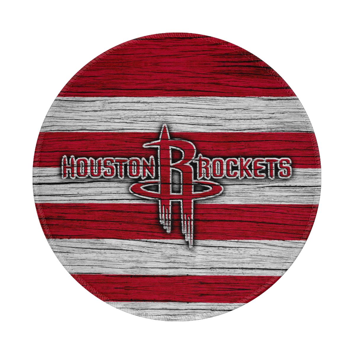 Houston Rockets Wood Art Non-Slip Rubber Round Mouse Pad