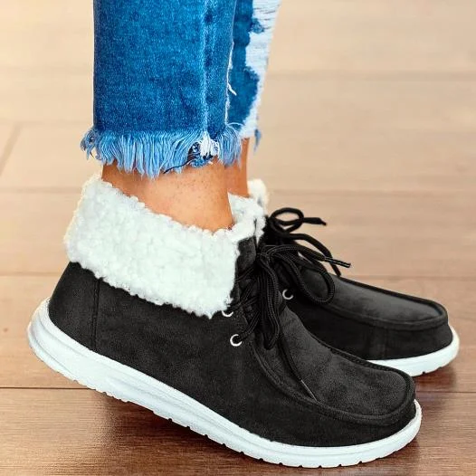 Plus Size Women Cotton Shoes 2021 Winter Keep Warm Plus Velvet Ladies Flats Loafers Comfortable Non-Slip Female Snow Ankle Boots