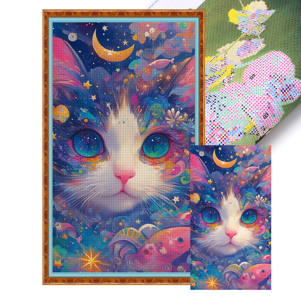 Cat Full 14CT Pre-stamped Canvas(40*70cm) Cross Stitch