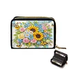 (US Local)Diamond Painting Card Holder Coin Purse Diamond Art Wallet for Women (Sunflower)