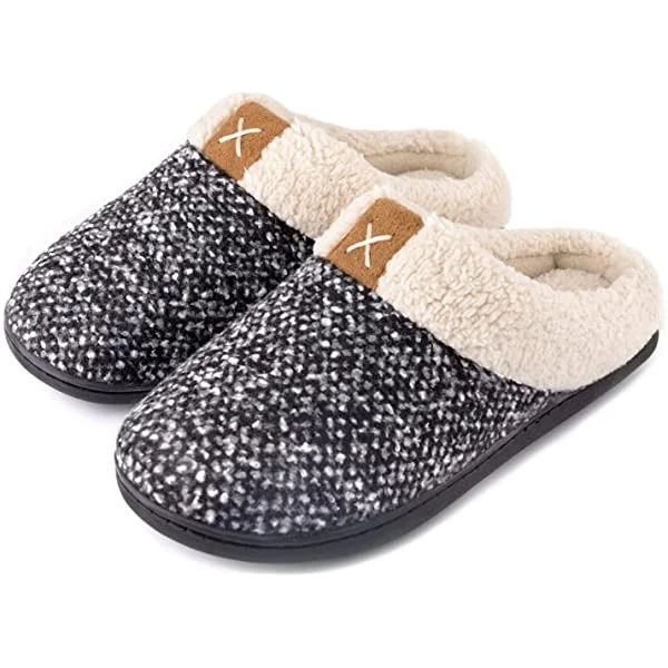 Women's Fuzzy Wool-Like House Shoes with Memory Foam amazon Stunahome.com