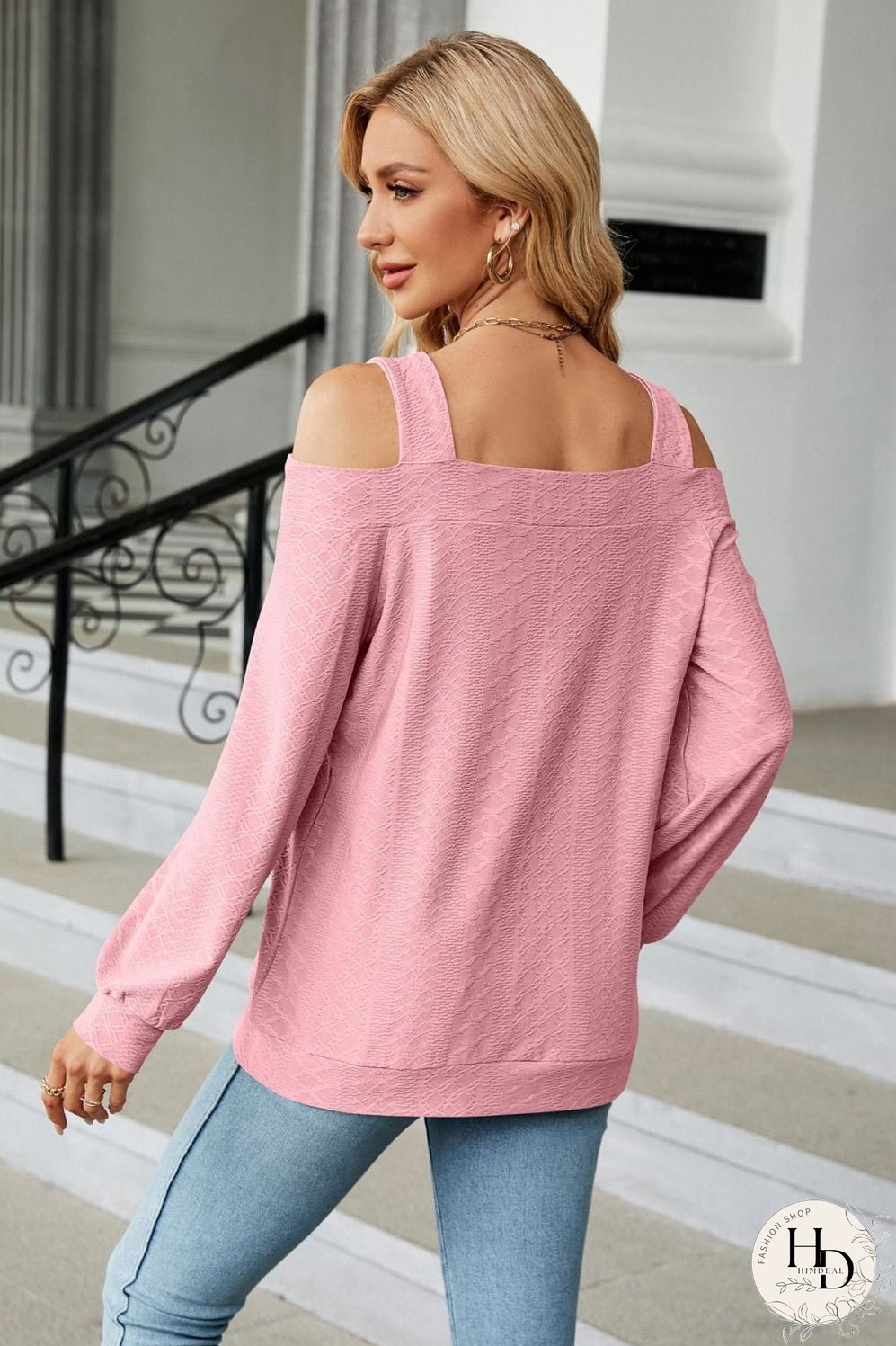 Cold Shoulder Square Neck Cutout Blouse